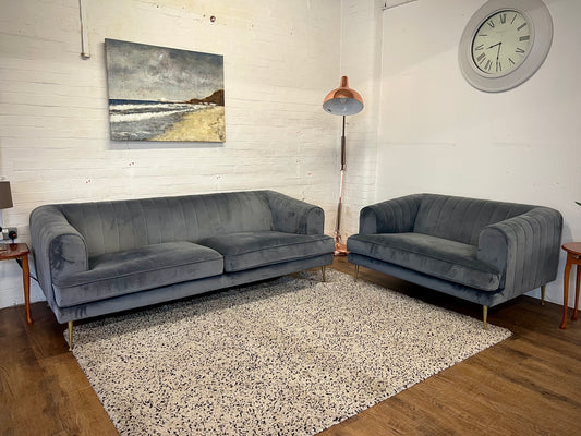 DFS Enchanted Velvet 4 Seater Sofa & Cuddle Chair