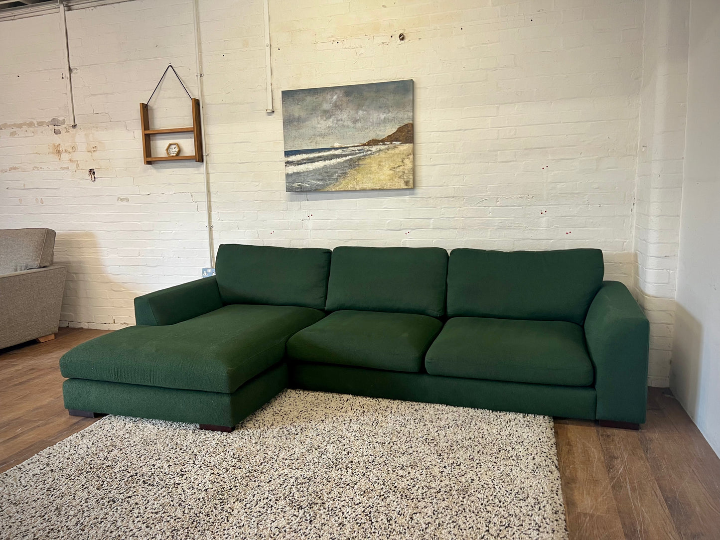 DFS Calix Boucle Green Chaise Sofa