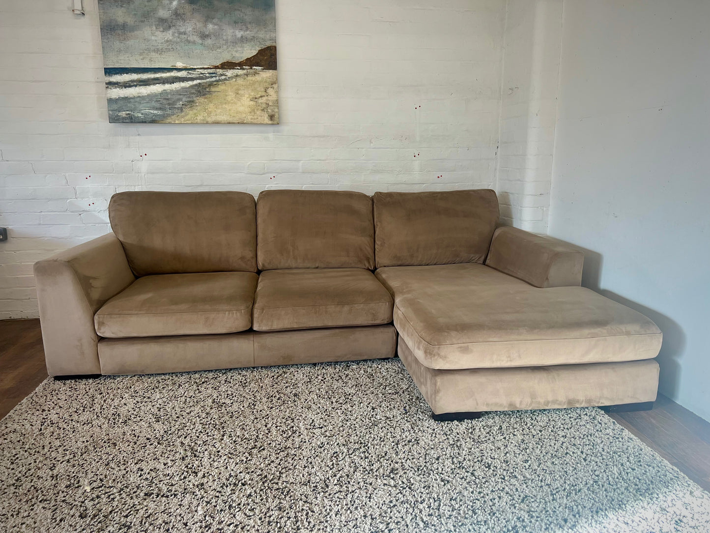 DFS Plush Velvet Right Hand Facing Chaise End Sofa