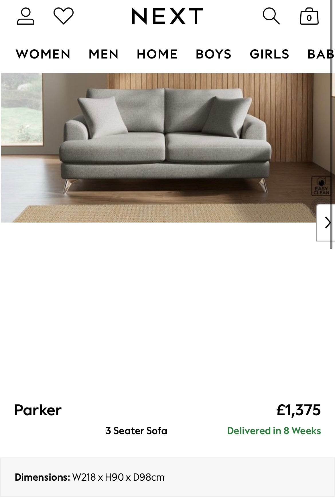 Next Parker 3 & 2 Sofa Set