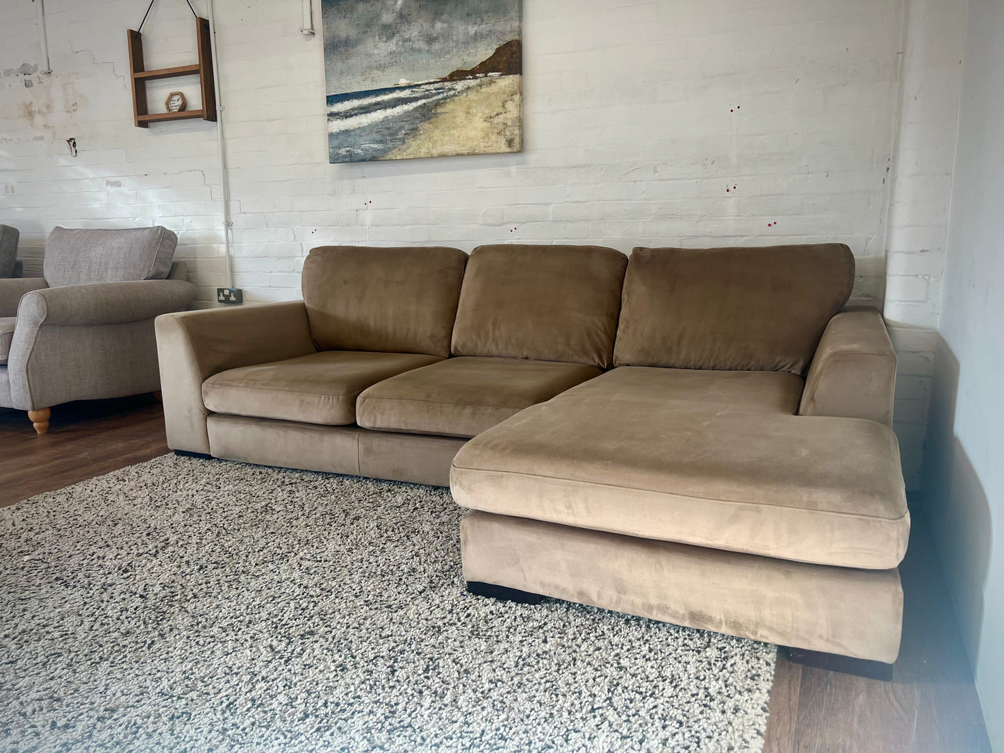 DFS Plush Velvet Right Hand Facing Chaise End Sofa