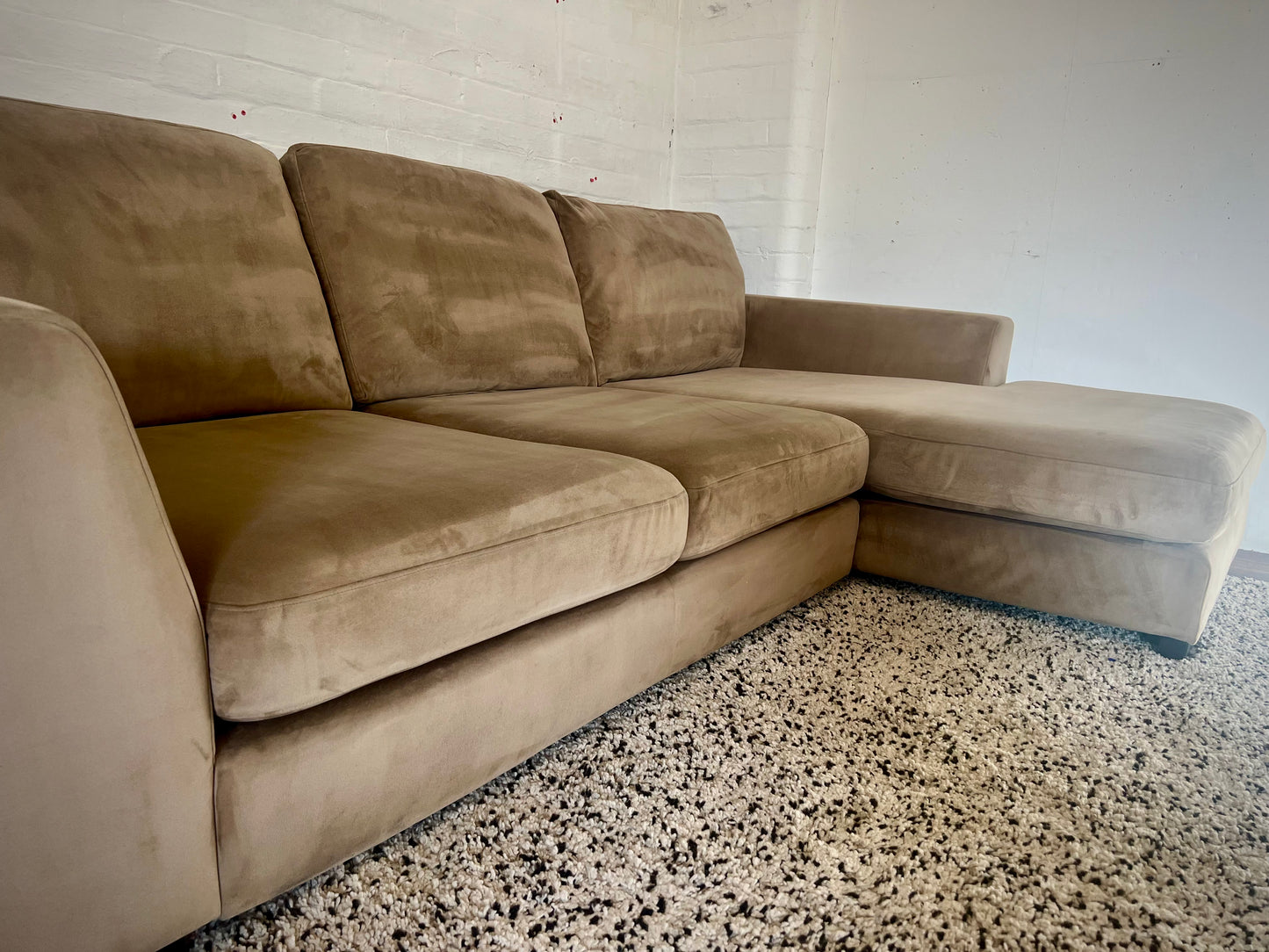 DFS Plush Velvet Right Hand Facing Chaise End Sofa