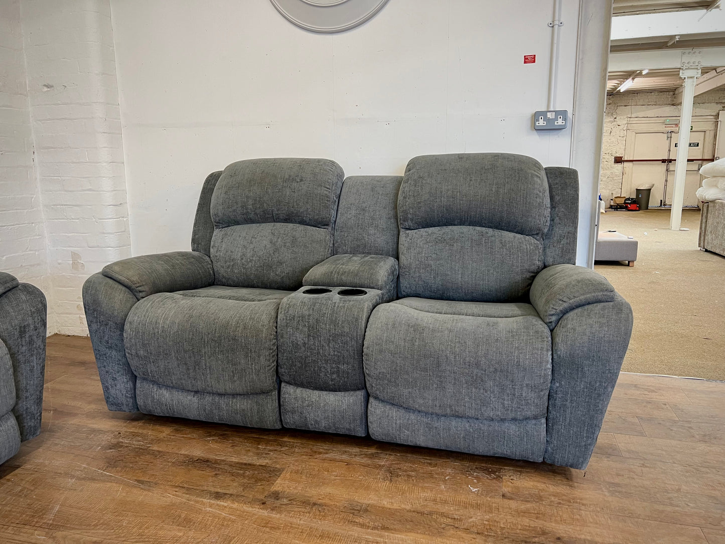 La-Z-Boy Double Power Recliner Sofa + Power Recliner Armchairs (USB Charger Ports)