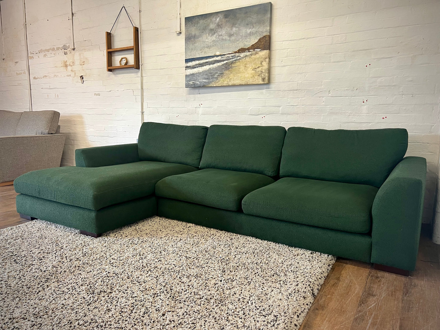 DFS Calix Boucle Green Chaise Sofa