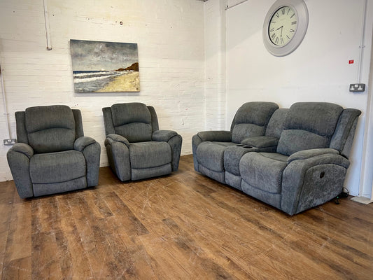 La-Z-Boy Double Power Recliner Sofa + Power Recliner Armchairs (USB Charger Ports)