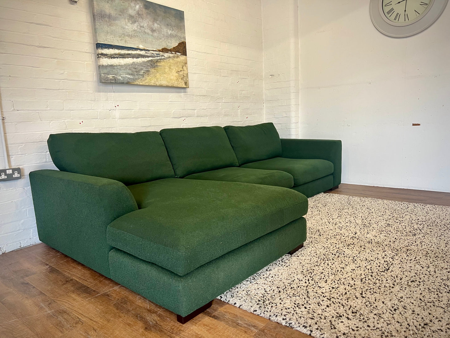 DFS Calix Boucle Green Chaise Sofa