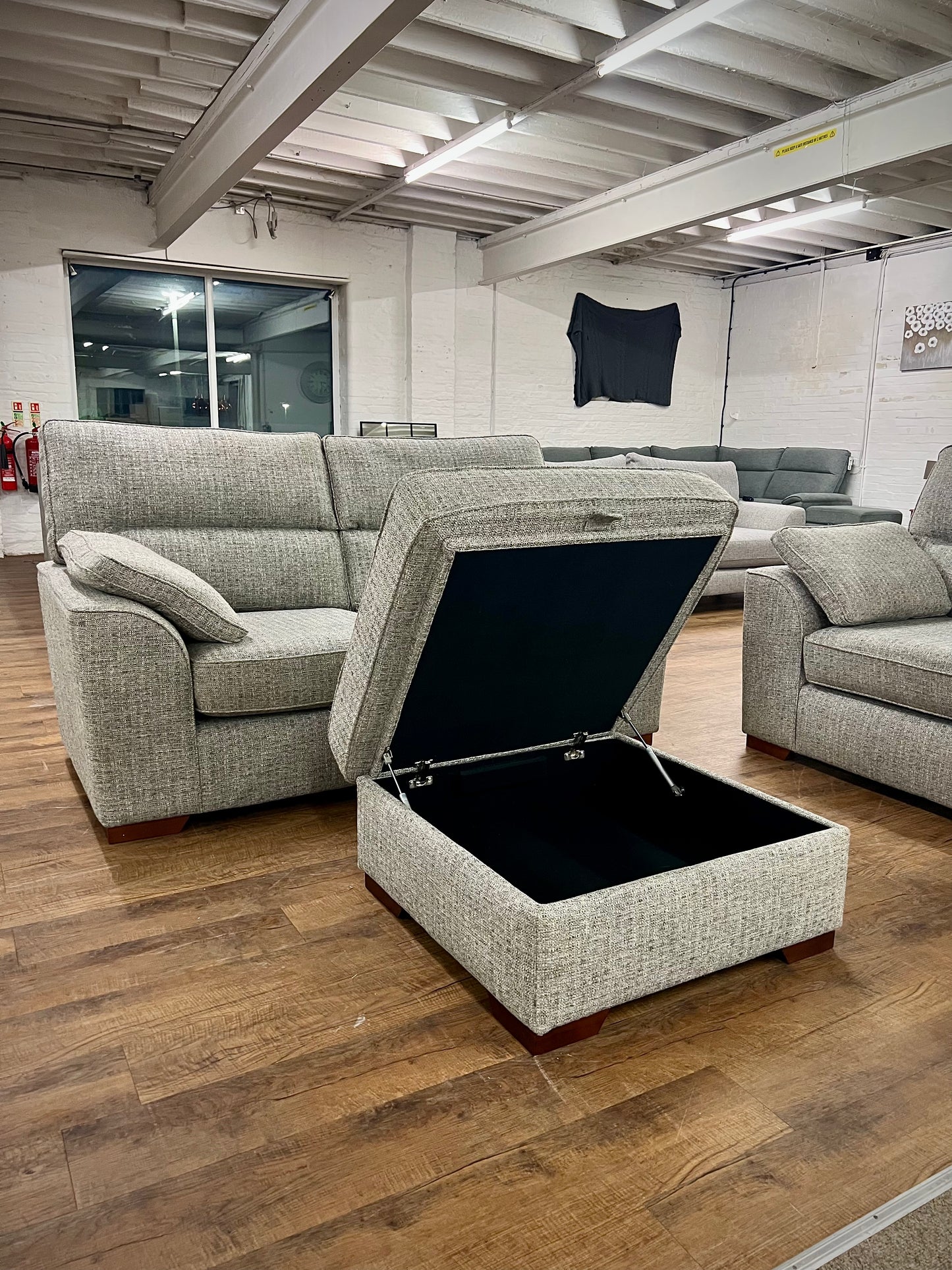 Next Stamford Chunky Boucle 2 Seater, Snuggle Chair & Storage Footstool
