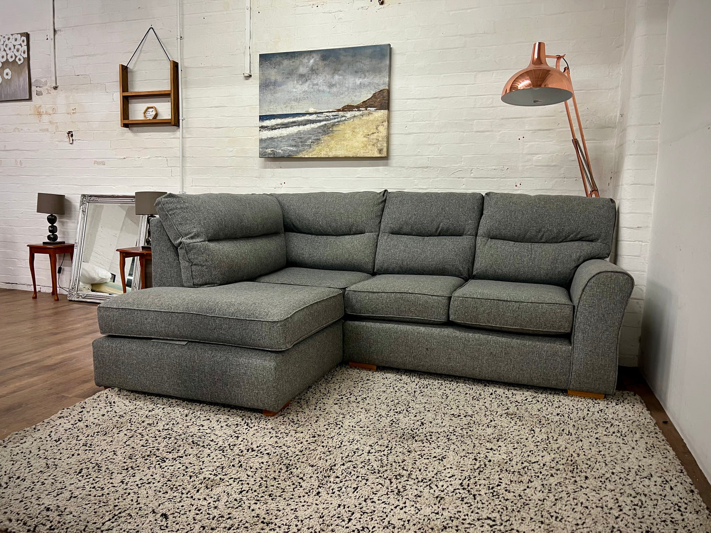 Next Michigan Highback Tweedy Grey Corner Sofa