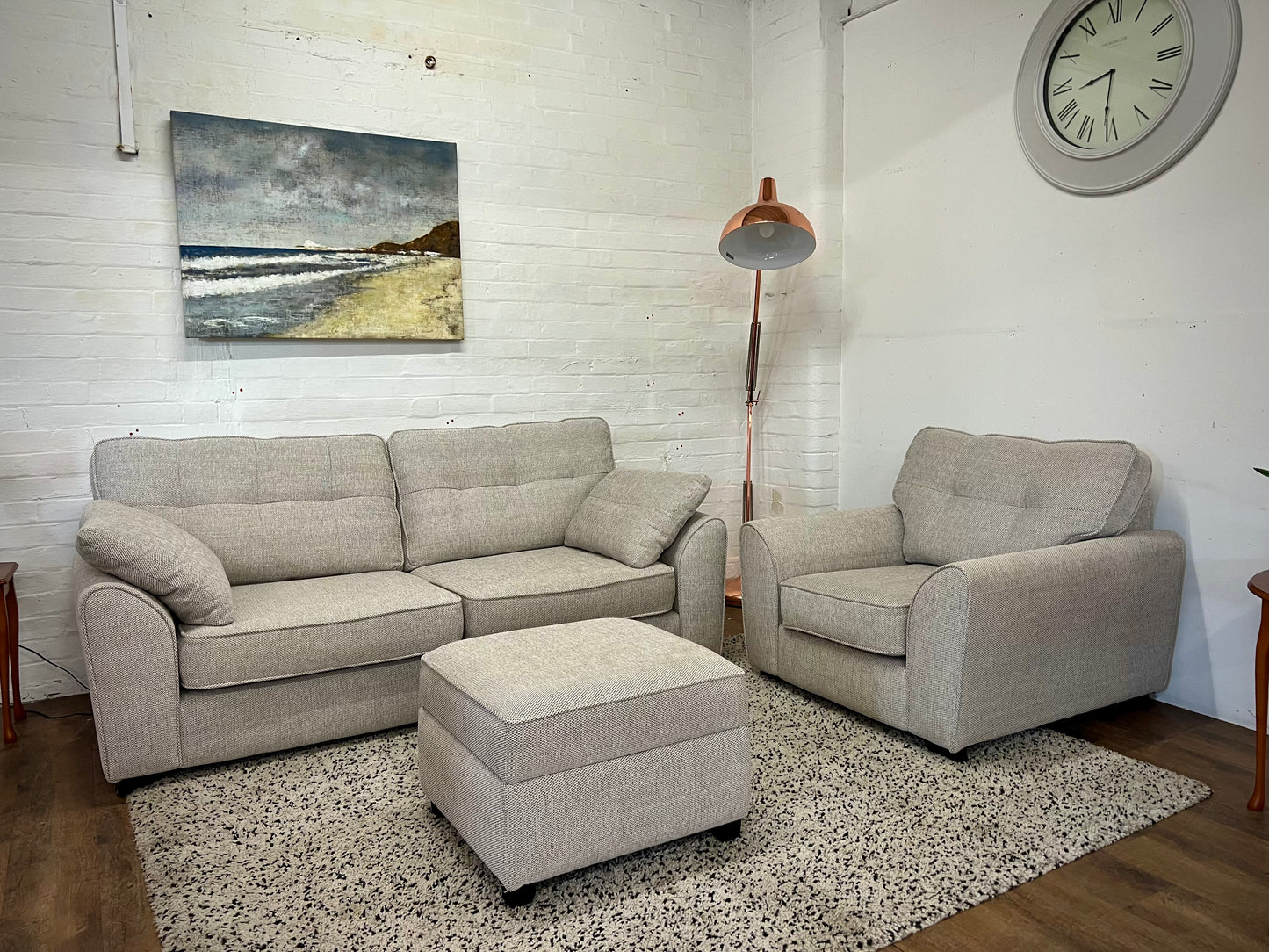 DFS Winson 3 Seater Sofa, Armchair & Footstool