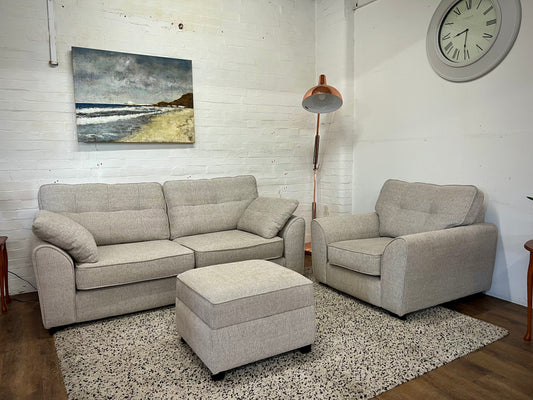 DFS Winson 3 Seater Sofa, Armchair & Footstool
