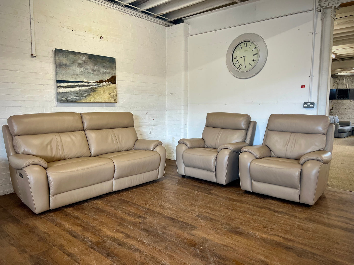 La-Z-Boy Winchester Leather 3 Seater Power Recliner & 2 Armchairs