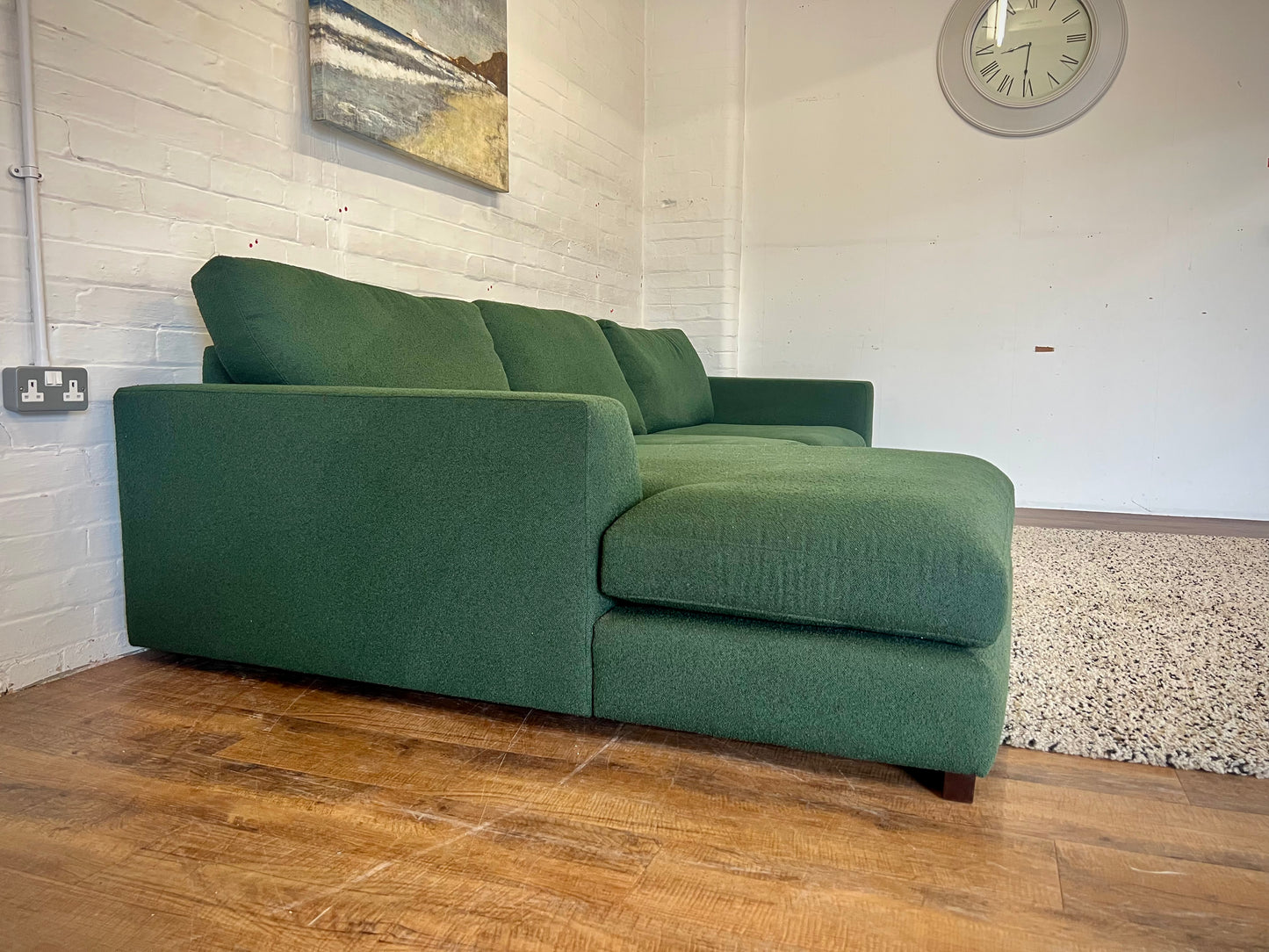 DFS Calix Boucle Green Chaise Sofa