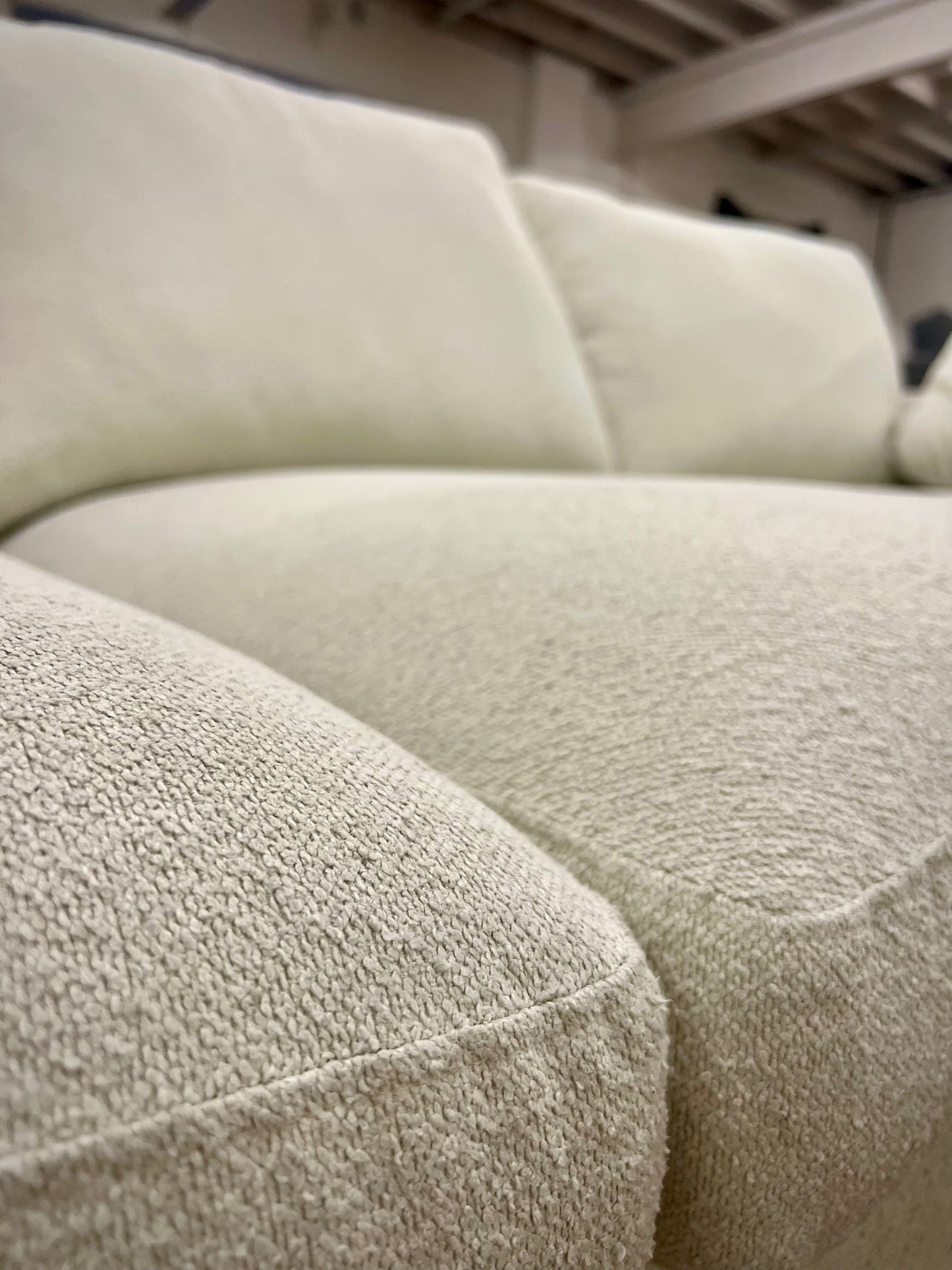 DFS Calix White Boucle Chaise Sofa