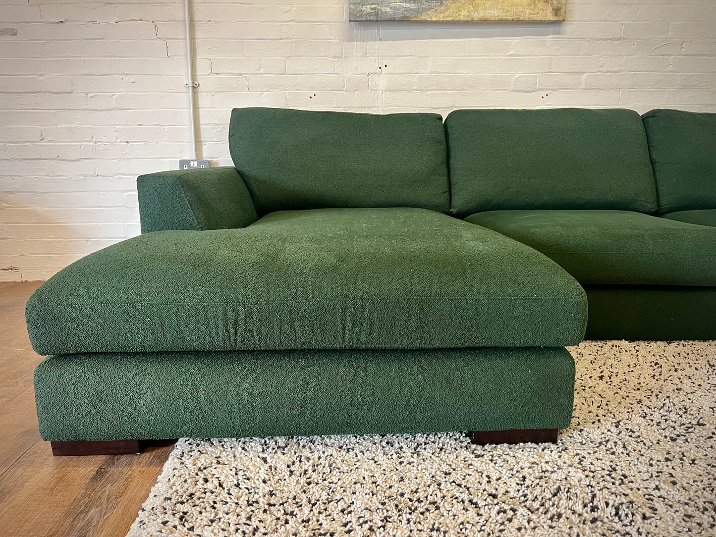 DFS Calix Boucle Green Chaise Sofa