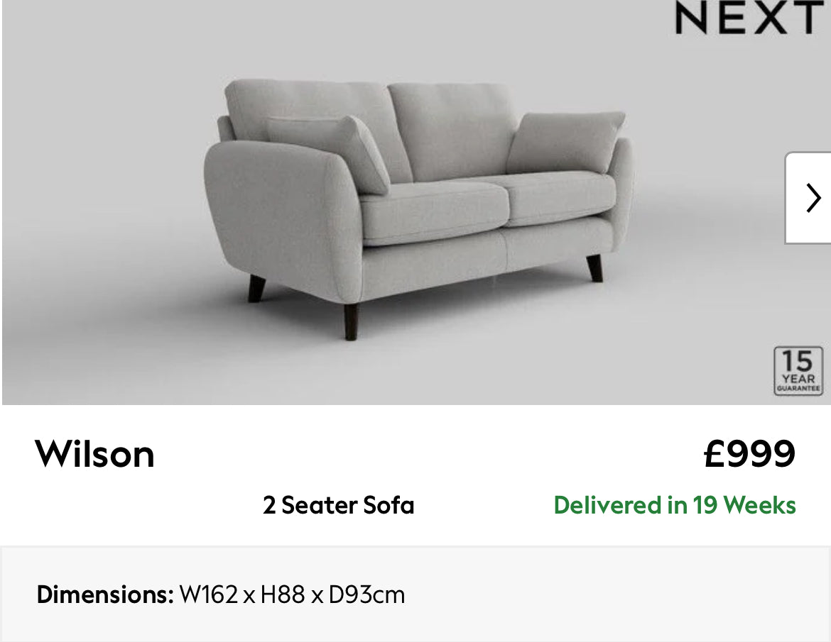 Next Wilson 2 Seater Sofa & Armchair