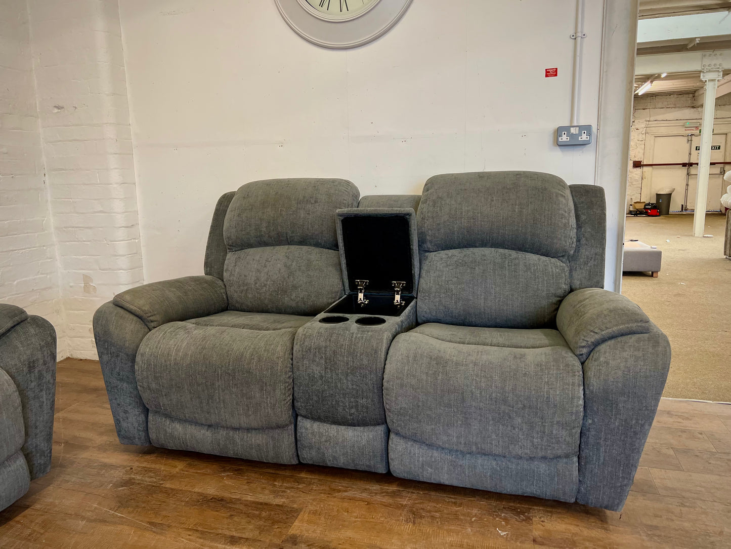 La-Z-Boy Double Power Recliner Sofa + Power Recliner Armchairs (USB Charger Ports)