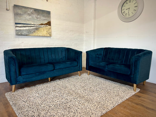 Blue 3 + 2 Seater Compact Sofa Set