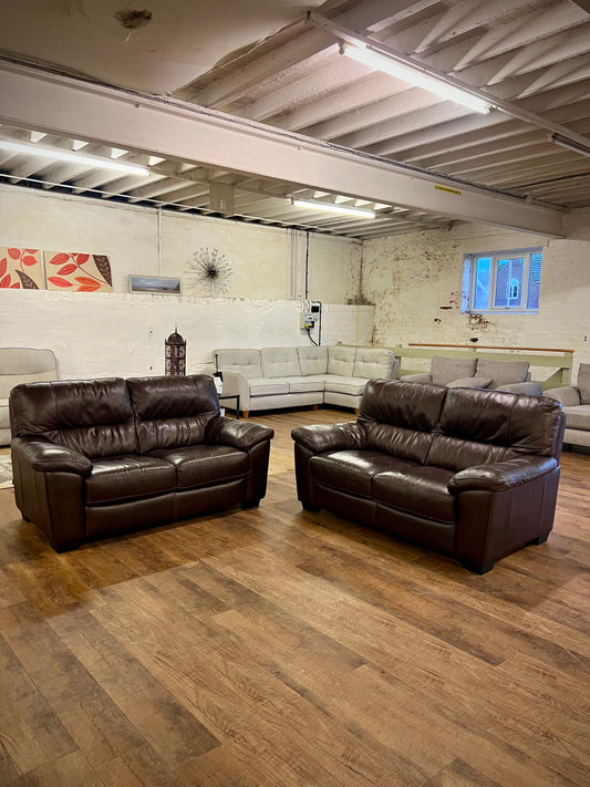 Genuine brown leather Sofas x2