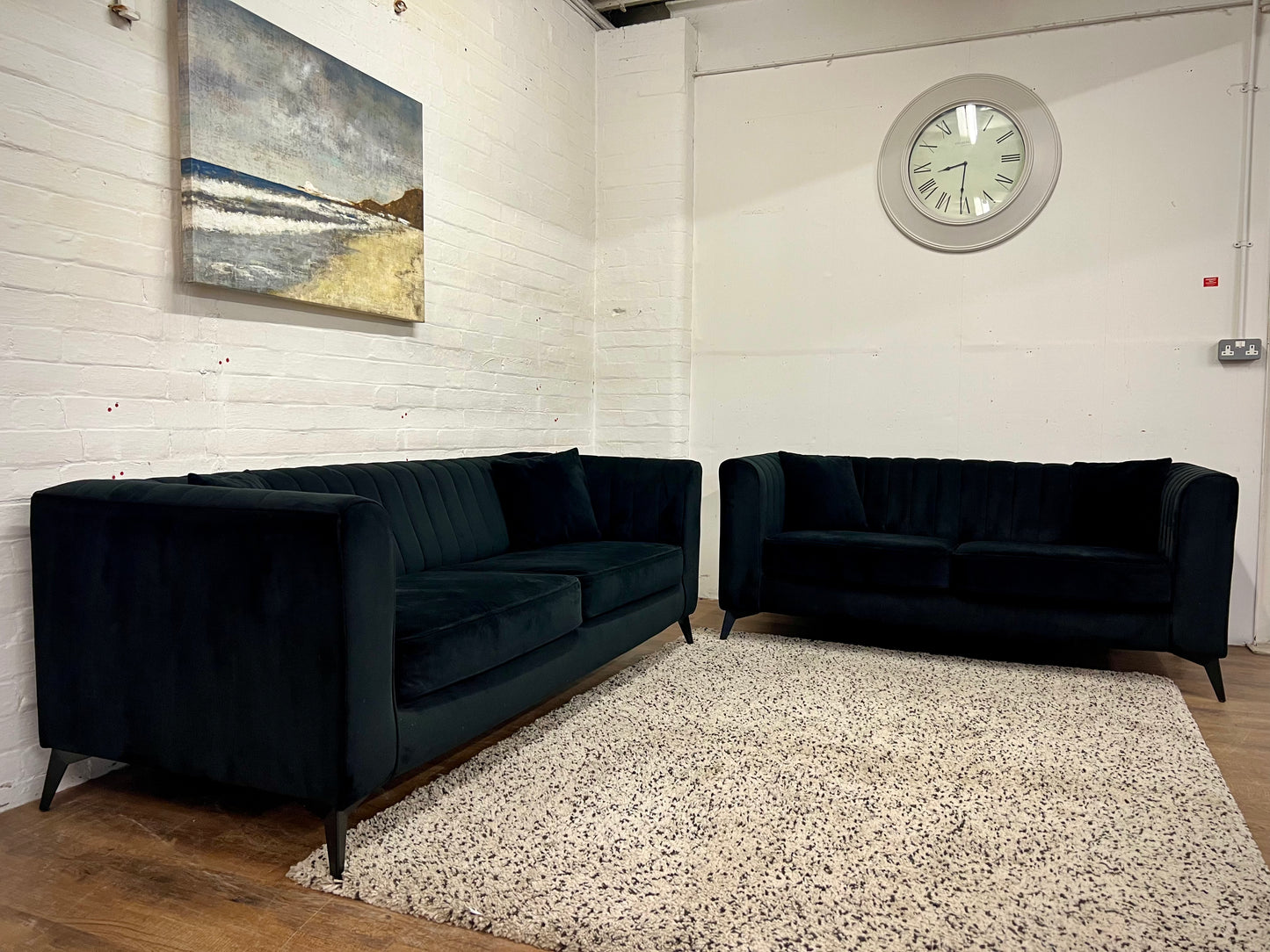 SCS Margo Black 3 Seater & 2 Seater Sofa