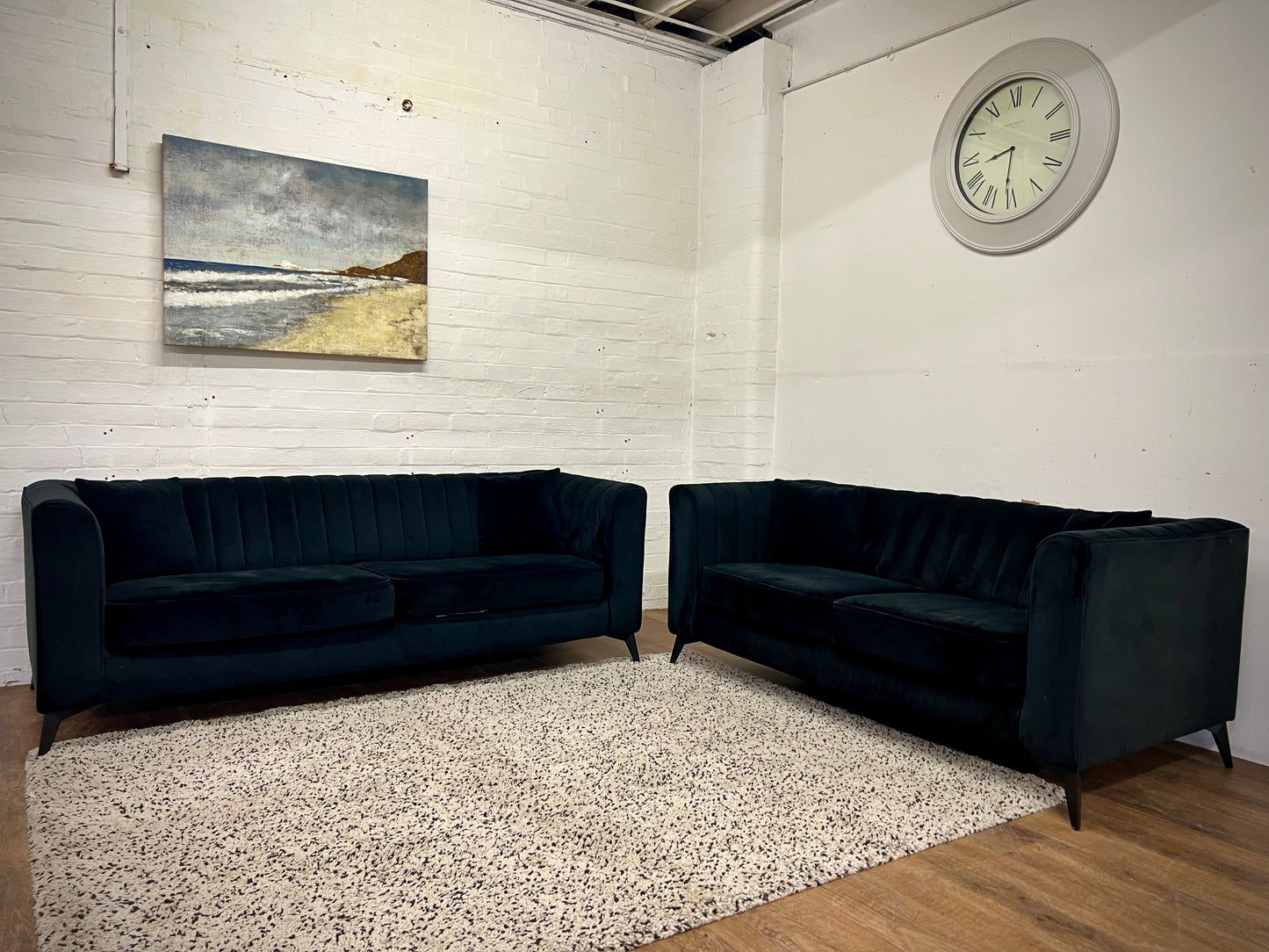 SCS Margo Black 3 Seater & 2 Seater Sofa