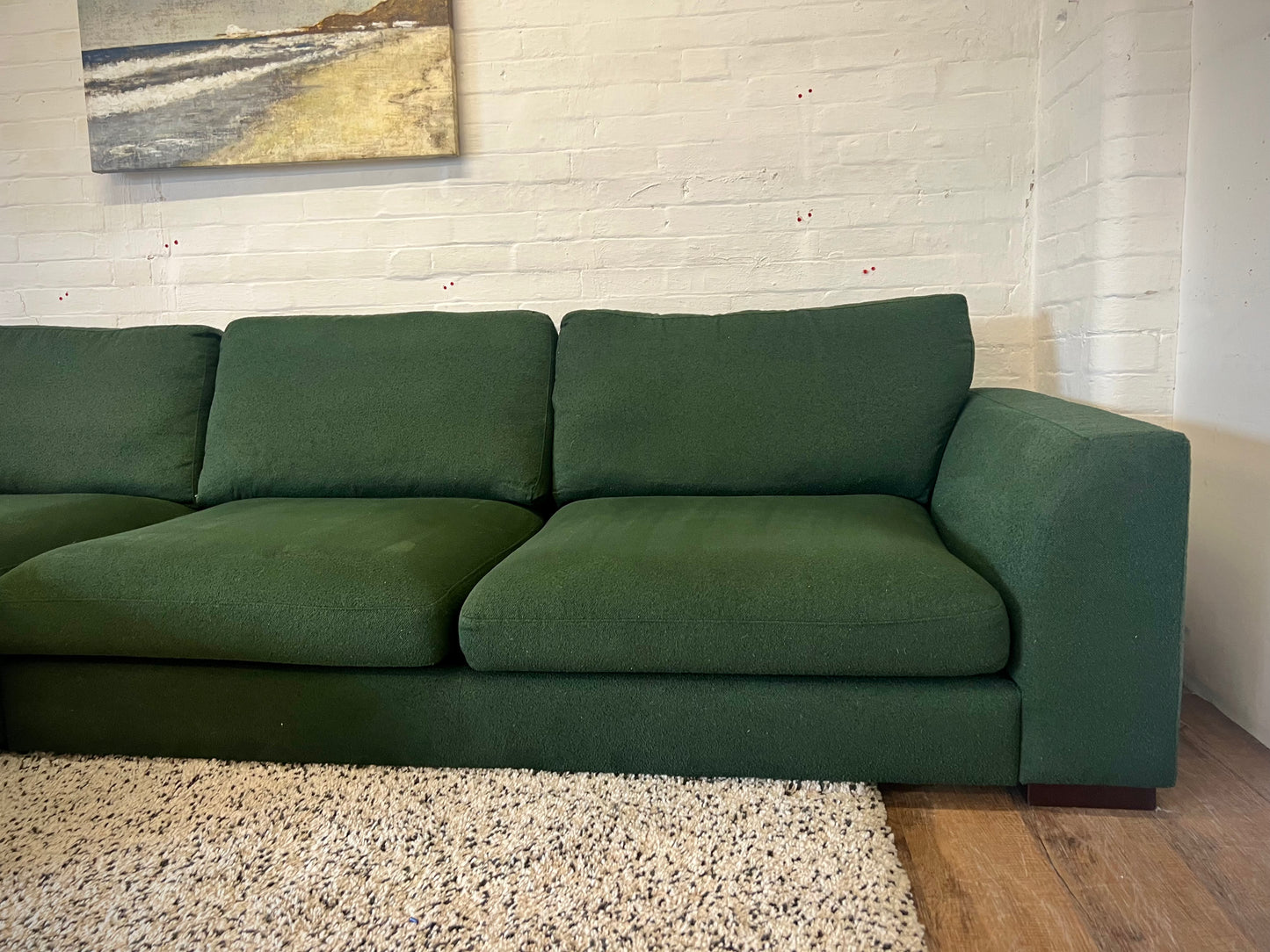 DFS Calix Boucle Green Chaise Sofa