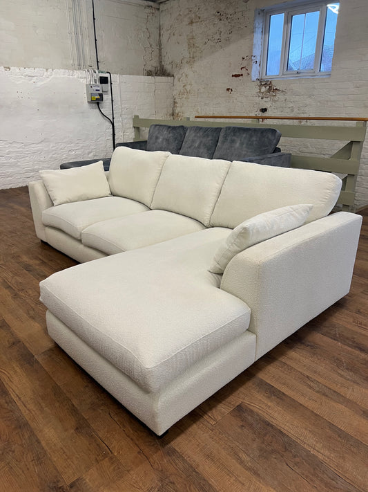 DFS Calix White Boucle Chaise Sofa